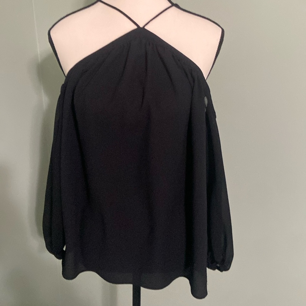 Off shoulder sheer blouse